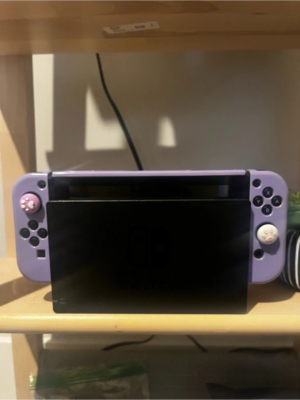 Nintendo switch Lavender Handheld Console with Paw Grip Caps